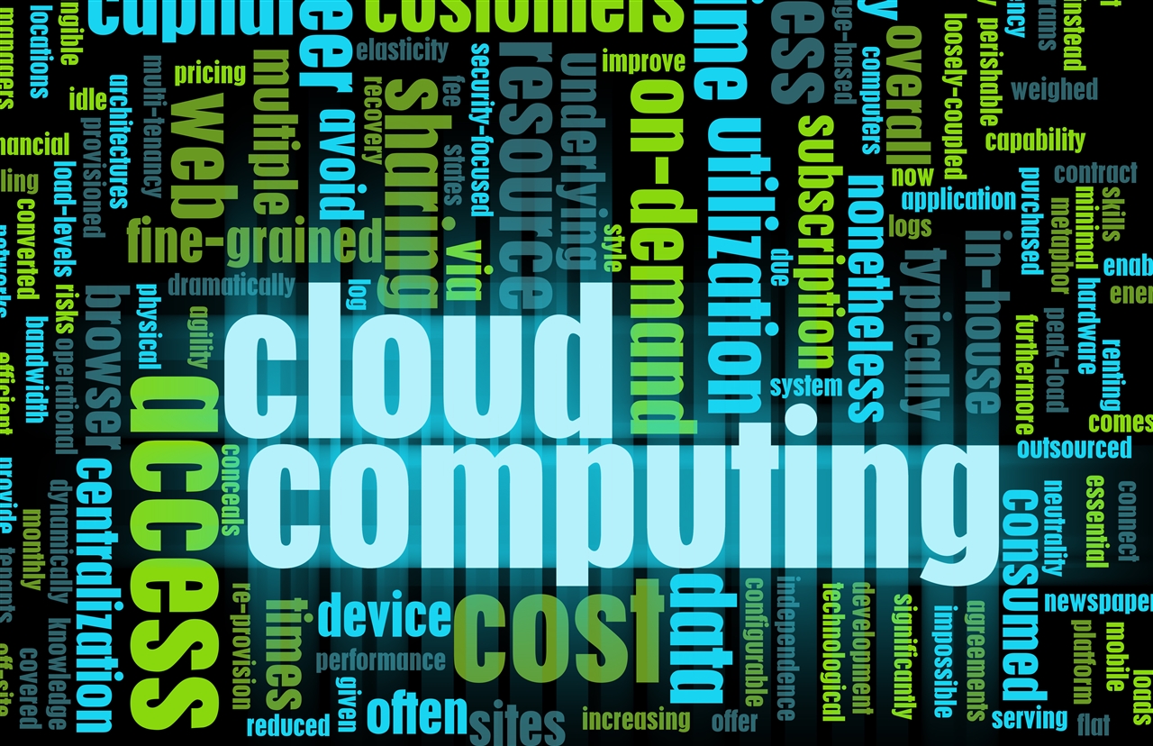 Word cloud with cloud computing as the main theme