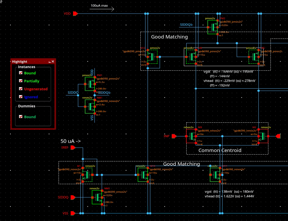 Binding highlights in schematic canvas