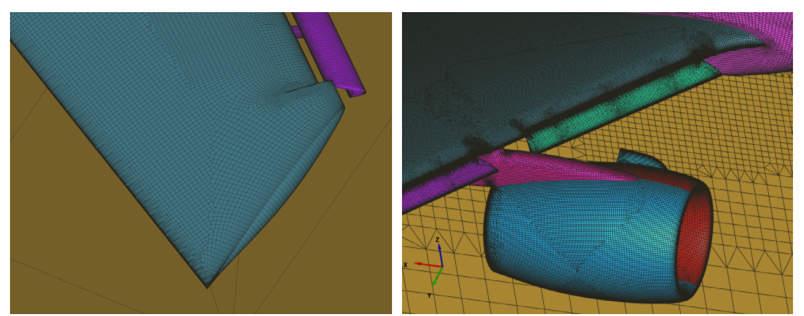 Surface mesh on the wing and nacelle 