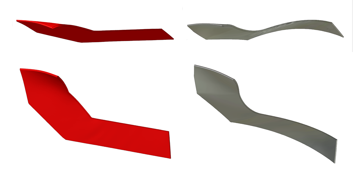 Comparison of fan impeller blade shape before and after optimization