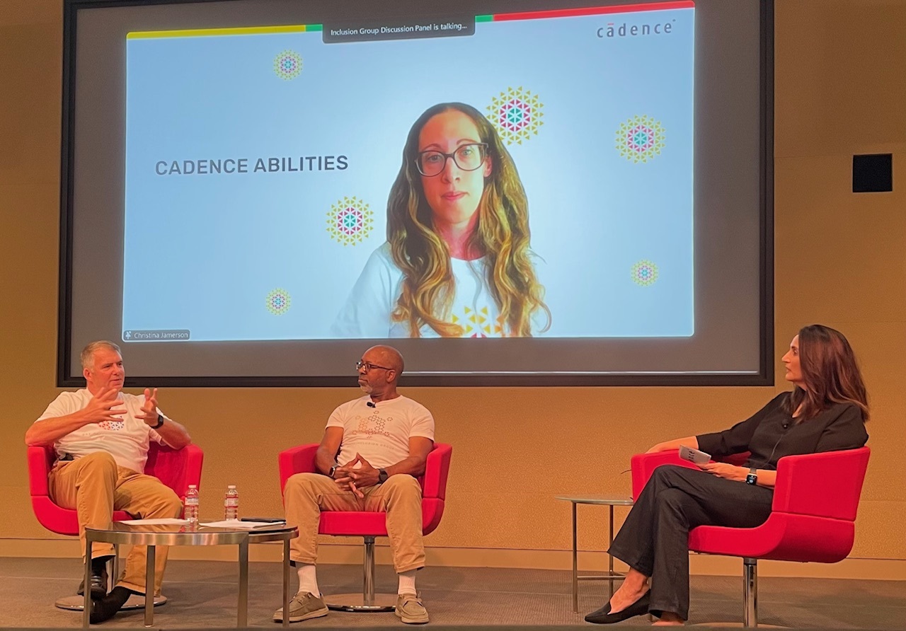 The three leads of the Cadence Inclusion Groups speak on a panel.