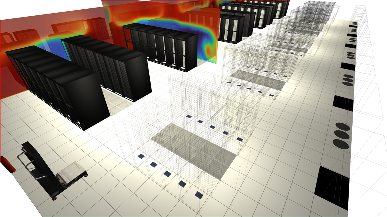 Image showing a temperature plane in a data center digital twin model.