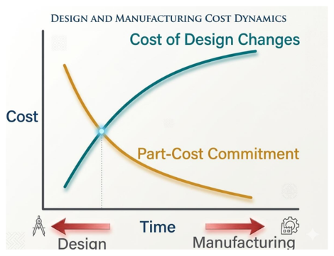 Cost vs. tiime graph for design and manufacturing