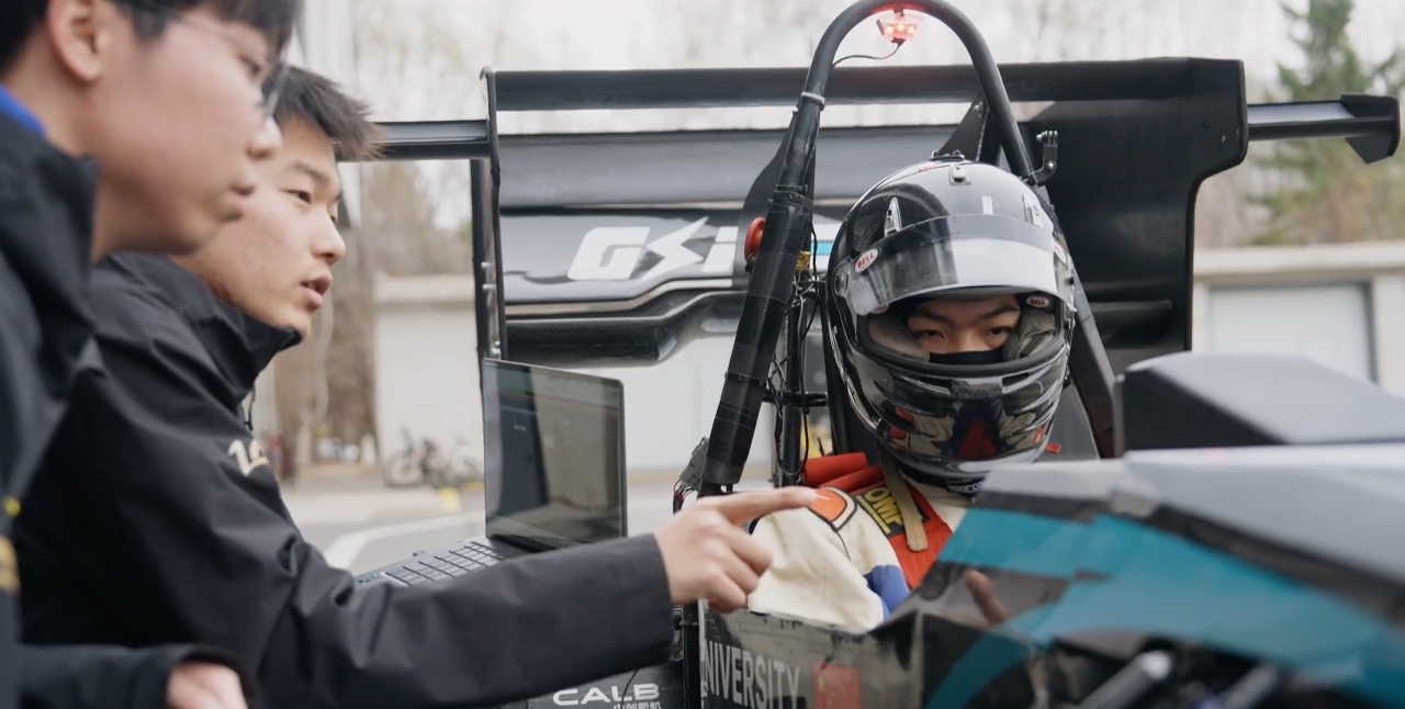 Jilin University students on a race track