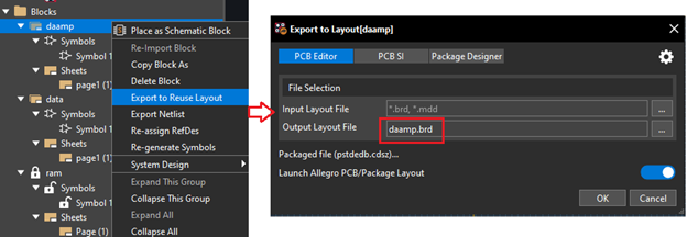 Export to Reuse Layout