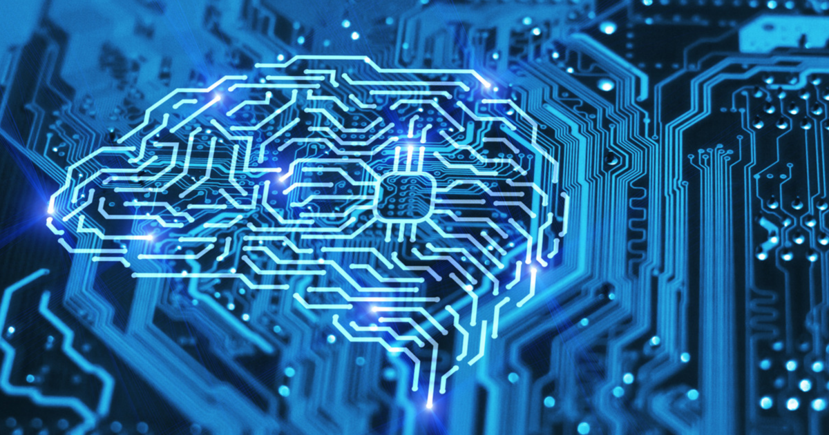 Pattern of a brain on a circuit board