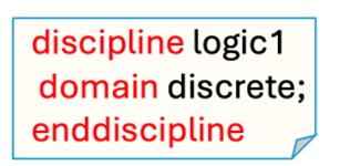  Graphic depicting the source code of the logic1 discrete discipline