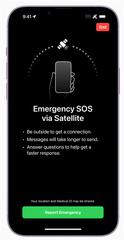 apple emergency by satellite