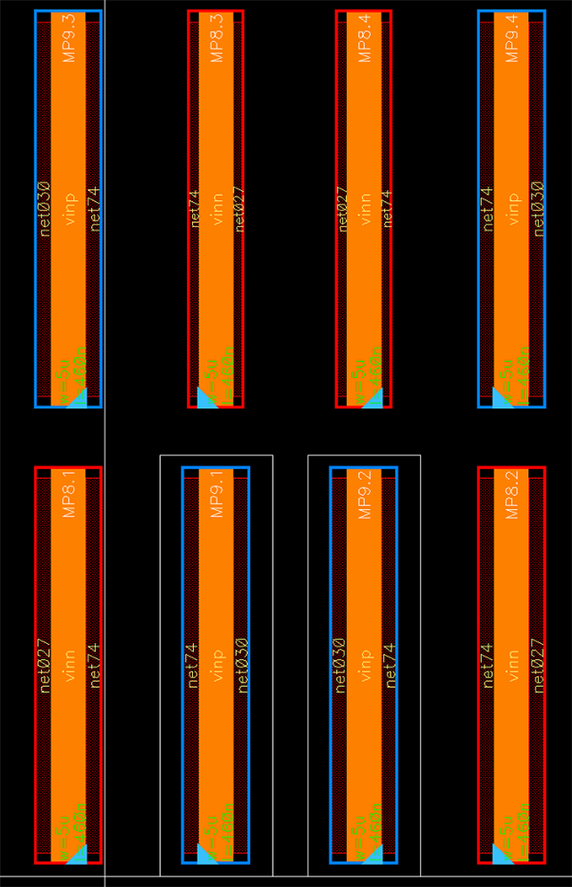 row 1) A B B A row 2) B A A B