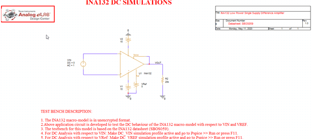 Test circuit with INA154