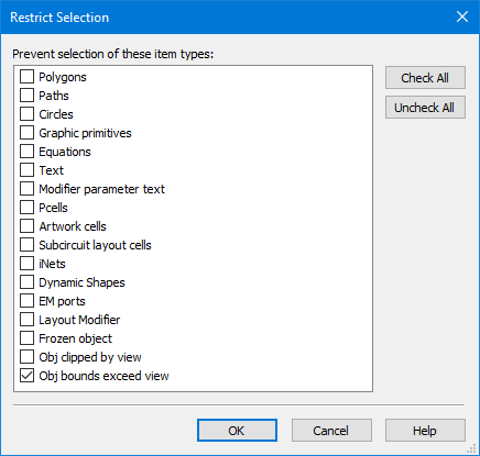 Restrict Selection dialog box