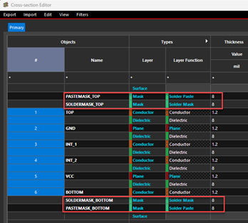 Mask layers in Cross-section editor