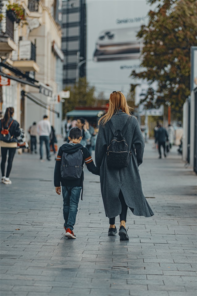 Marina travelling with her son