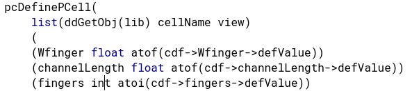 Data type conversion error in the formal argument of pcDefinePCell ...