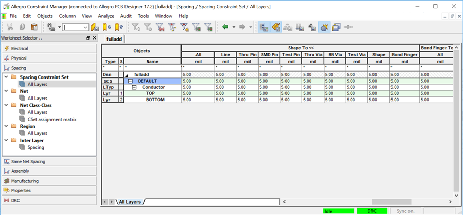 Shape rules in Constraint Manager