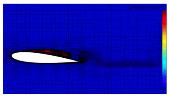 Simulation of hydrofoil with cavitation pockets 