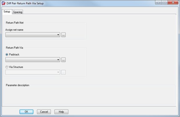 Diff pair return path via setup tab in Allegro PCB Editor