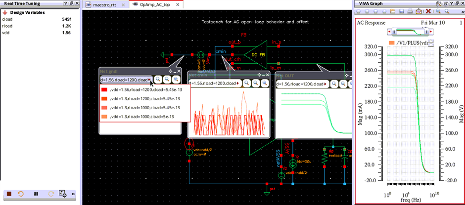 Viewing updated waveforms on the schematic design in the Virtuoso ADE Explorer